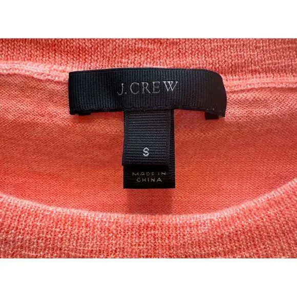J.Crew Merino Wool Coral 3/4 Sleeve Lightweight Sweater Classic Crewneck SZ S - Picture 3 of 5